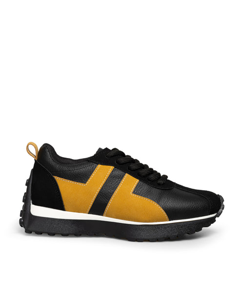 Tenis Negro Franjas Amarillas 9447
